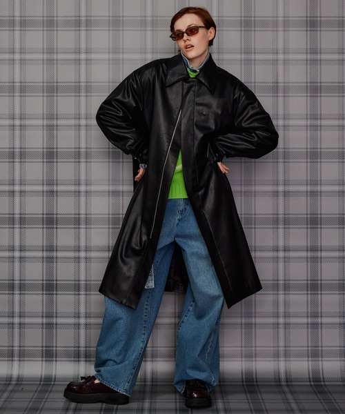 MAISON SPECIAL(メゾンスペシャル)の「【2026Autumn PRE-ORDER】Stand Collar Leather Long Coat/ステンカラーレザーロングコート(ステンカラーコート・レディース・ブラック/ブラウン・FREE)」の4枚目の写真