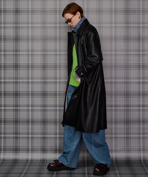 MAISON SPECIAL(メゾンスペシャル)の「【2026Autumn PRE-ORDER】Stand Collar Leather Long Coat/ステンカラーレザーロングコート(ステンカラーコート・レディース・ブラック/ブラウン・FREE)」の5枚目の写真