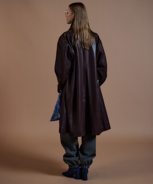 MAISON SPECIAL(メゾンスペシャル)の「【2026Autumn PRE-ORDER】Stand Collar Leather Long Coat/ステンカラーレザーロングコート(ステンカラーコート・レディース・ブラック/ブラウン・FREE)」の10枚目の写真