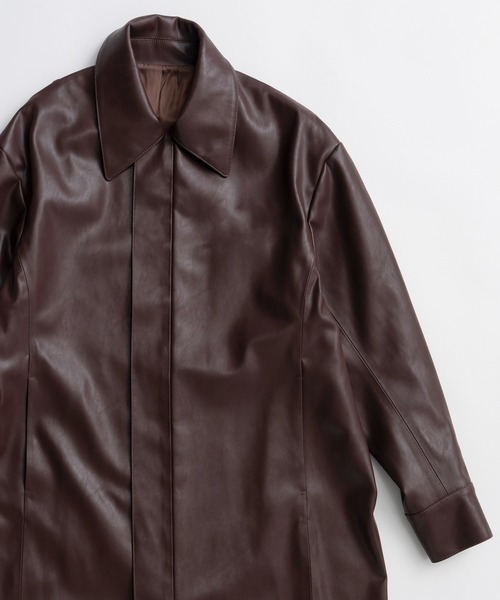MAISON SPECIAL(メゾンスペシャル)の「【2026Autumn PRE-ORDER】Stand Collar Leather Long Coat/ステンカラーレザーロングコート(ステンカラーコート・レディース・ブラック/ブラウン・FREE)」の14枚目の写真