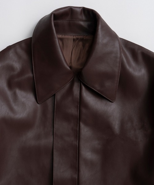 MAISON SPECIAL(メゾンスペシャル)の「【2026Autumn PRE-ORDER】Stand Collar Leather Long Coat/ステンカラーレザーロングコート(ステンカラーコート・レディース・ブラック/ブラウン・FREE)」の15枚目の写真