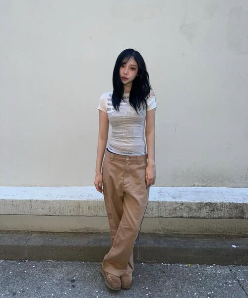 SECONDMONO（セカンドモノローグ）の「Semi Wide Twill Cotton Chino Pants [KHAKI]_SEPT051KHAKI（その他パンツ・レディース・その他・26inch/32inch/28inch/30inch）」の4枚目の写真