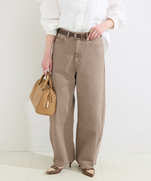 B.C STOCK(ベーセーストック)の「《追加12》ウォッシャブル / DU JOUR / デュ ジュール BARREL BAGGY JEAN(デニムパンツ・レディース・ベージュ/ブルー・34/36/38)」の1枚目の写真