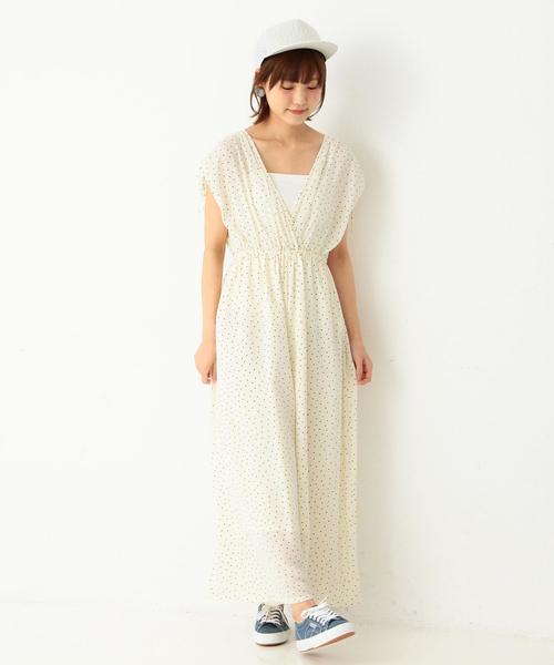 Another Edition（アナザーエディション）の「ドットシフォンオールインワン/ AEMFC ドットシフォン AIO◆（つなぎ/オールインワン・レディース・オフホワイト/ネイビー/ベージュ・MEDIUM/SMALL）」の13枚目の写真