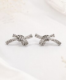 【金属アレルギー対応】クリスタルノットリボンピアス
