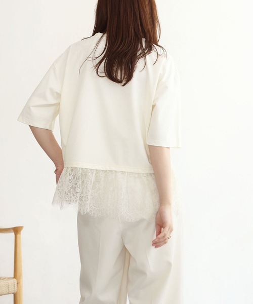 NOAHL(ノアル)の「【NOAHL】接触冷感レースドッキングTシャツ(Tシャツ/カットソー・レディース・ブラック/ホワイト/クリーム・FREE)」の20枚目の写真