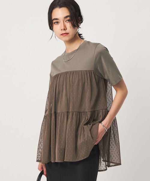 green label relaxing(グリーンレーベルリラクシング)の「ドットチュール ティアード プルオーバー カットソー(Tシャツ/カットソー・レディース・ホワイト/オリーブ/ブラック・FREE)」の3枚目の写真