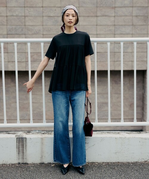 green label relaxing(グリーンレーベルリラクシング)の「ドットチュール ティアード プルオーバー カットソー(Tシャツ/カットソー・レディース・ホワイト/オリーブ/ブラック・FREE)」の6枚目の写真