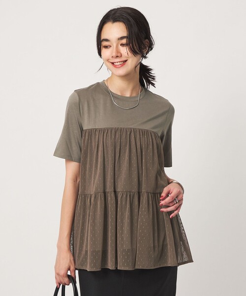 green label relaxing(グリーンレーベルリラクシング)の「ドットチュール ティアード プルオーバー カットソー(Tシャツ/カットソー・レディース・ホワイト/オリーブ/ブラック・FREE)」の18枚目の写真