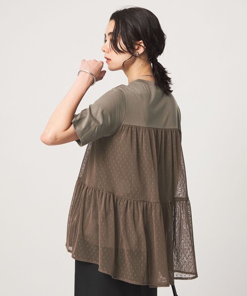 green label relaxing(グリーンレーベルリラクシング)の「ドットチュール ティアード プルオーバー カットソー(Tシャツ/カットソー・レディース・ホワイト/オリーブ/ブラック・FREE)」の19枚目の写真
