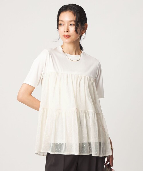 green label relaxing(グリーンレーベルリラクシング)の「ドットチュール ティアード プルオーバー カットソー(Tシャツ/カットソー・レディース・ホワイト/オリーブ/ブラック・FREE)」の22枚目の写真