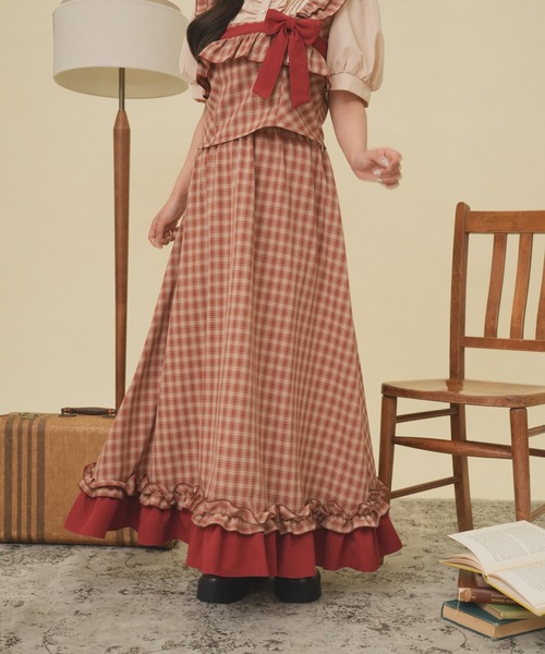 kutir（クティール）の「【クティールとレトロ】チェックドッキングフレアスカート（スカート・レディース・ブルー/レッド/ブラウン・SMALL/MEDIUM）」の9枚目の写真
