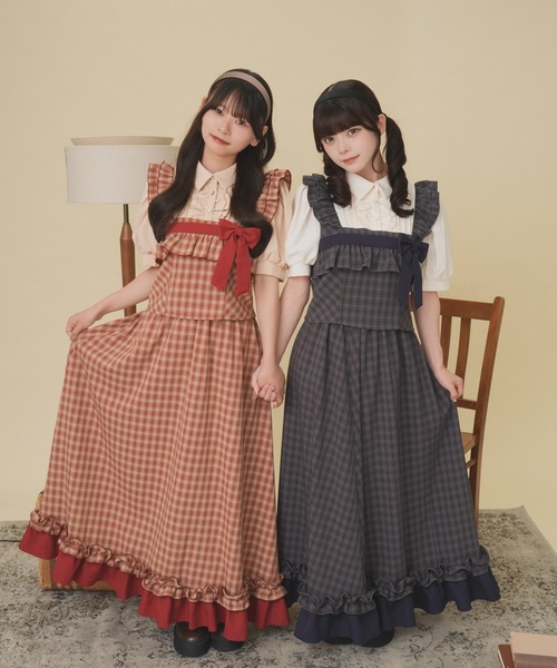 kutir（クティール）の「【クティールとレトロ】チェックドッキングフレアスカート（スカート・レディース・ブルー/レッド/ブラウン・SMALL/MEDIUM）」の5枚目の写真