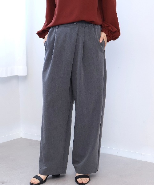 leswel(レスウェル)の「【M/L】ラップ風イージーワイドパンツ(その他パンツ・レディース・ダークブラウン/グレー/ネイビー・M/L)」の2枚目の写真