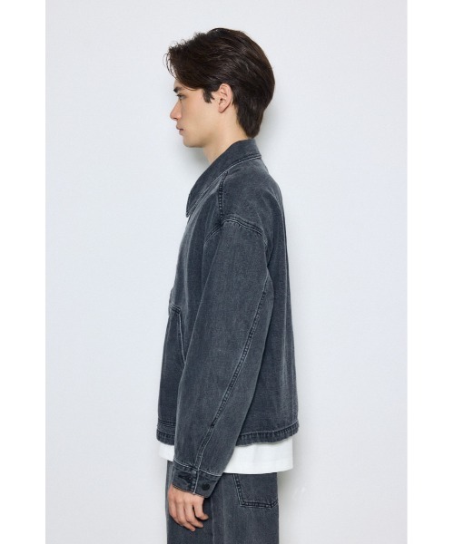 AZUL by moussy(アズールバイマウジー)の「【セットアップ対応】カラーデニムジャケット 秋服 羽織り 長袖(デニムジャケット・メンズ・ライトブラック/ブラウン・LARGE/MEDIUM)」の7枚目の写真