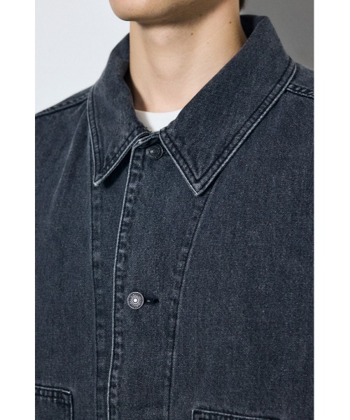 AZUL by moussy(アズールバイマウジー)の「【セットアップ対応】カラーデニムジャケット 秋服 羽織り 長袖(デニムジャケット・メンズ・ライトブラック/ブラウン・LARGE/MEDIUM)」の21枚目の写真