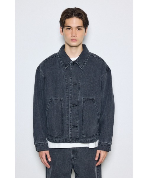 AZUL by moussy(アズールバイマウジー)の「【セットアップ対応】カラーデニムジャケット 秋服 羽織り 長袖(デニムジャケット・メンズ・ライトブラック/ブラウン・LARGE/MEDIUM)」の6枚目の写真