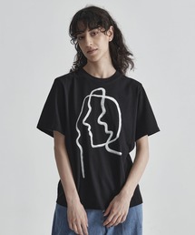 【AKIRANAKA/アキラナカ】Line portrait T-shirt BK
