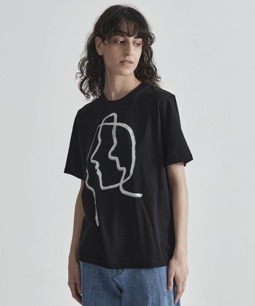AKIRANAKA（アキラナカ）の「【AKIRANAKA/アキラナカ】Line portrait T-shirt BK（Tシャツ/カットソー・レディース・ブラック/ホワイト・FREE）」の10枚目の写真