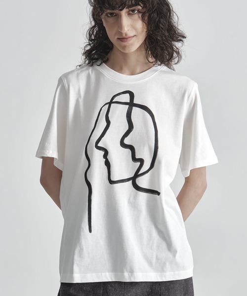 AKIRANAKA（アキラナカ）の「【AKIRANAKA/アキラナカ】Line portrait T-shirt BK（Tシャツ/カットソー・レディース・ブラック/ホワイト・FREE）」の7枚目の写真