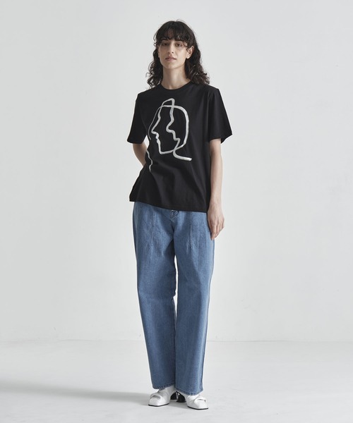 AKIRANAKA（アキラナカ）の「【AKIRANAKA/アキラナカ】Line portrait T-shirt BK（Tシャツ/カットソー・レディース・ブラック/ホワイト・FREE）」の9枚目の写真