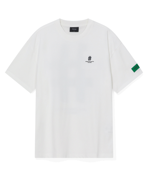 BEENTRILL（ビントリル）の「グリーンテーピングハッシュタグオーバーサイズ半袖Tシャツ（オフホワイト）（Tシャツ/カットソー・レディース・その他・SMALL/MEDIUM/LARGE/X-LARGE/2XL）」の2枚目の写真