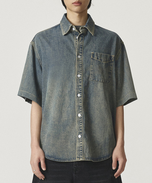 DENIM HALF SHIRT (BLUE)