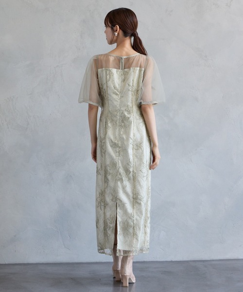AIMER(エメ)の「チュールバルーンスリーブメロンチュールフラワー刺繍タイトパーティードレス 結婚式 お呼ばれ ドレス 20代 30代 40代(ドレス・レディース・ライトグレー/ブラック/グリーン系・LARGE/MEDIUM/SMALL/X-LARGE)」の14枚目の写真
