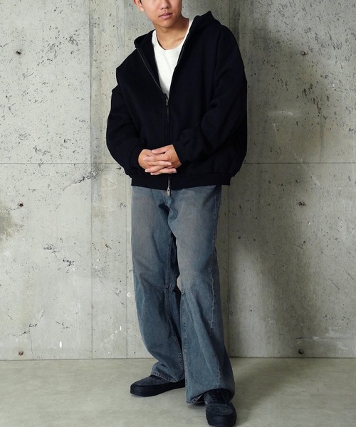 FOG ESSENTIALS(エフオージーエッセンシャルズ)の「"08"≪FOG ESSENTIALS≫裏起毛 スウェット 刺繍 バックロゴ ジップパーカー(パーカー・メンズ・ブラック・L/M/XL)」の6枚目の写真