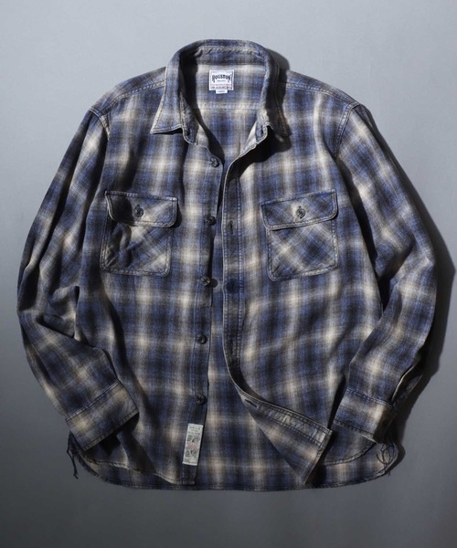 ANPAS（アンパス）の「【HOUSTON】 Vintage Check Flannel Shirt / 【ヒューストン】ヴィンテージ チェックネルシャツ ビンテージ ユーズド加工 長袖 メンズ トップス 秋冬 アメカジ ミリタリー ブランド（シャツ/ブラウス・メンズ・ダークネイビー/ブラウン/レッド/ネイビー/グリーン/バーガンディー・M/XL/L）」の4枚目の写真