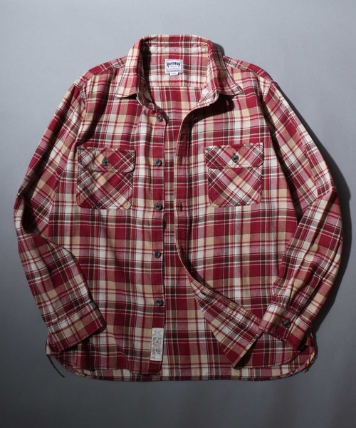 ANPAS（アンパス）の「【HOUSTON】 Vintage Check Flannel Shirt / 【ヒューストン】ヴィンテージ チェックネルシャツ ビンテージ ユーズド加工 長袖 メンズ トップス 秋冬 アメカジ ミリタリー ブランド（シャツ/ブラウス・メンズ・ダークネイビー/ブラウン/レッド/ネイビー/グリーン/バーガンディー・M/XL/L）」の6枚目の写真