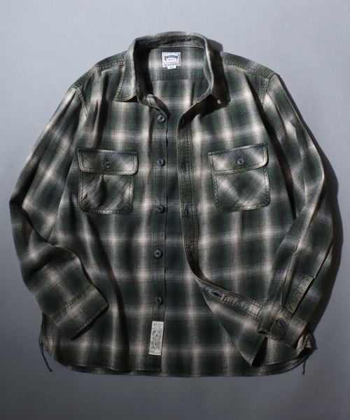 ANPAS（アンパス）の「【HOUSTON】 Vintage Check Flannel Shirt / 【ヒューストン】ヴィンテージ チェックネルシャツ ビンテージ ユーズド加工 長袖 メンズ トップス 秋冬 アメカジ ミリタリー ブランド（シャツ/ブラウス・メンズ・ダークネイビー/ブラウン/レッド/ネイビー/グリーン/バーガンディー・M/XL/L）」の3枚目の写真