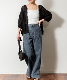 メッシュ編みVネックカーディガン