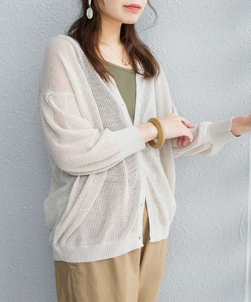 ElegChic（エレグシック）の「メッシュ編みVネックカーディガン（カーディガン/ボレロ・レディース・ブラック/ライトグレー・M/XL/4L）」の5枚目の写真