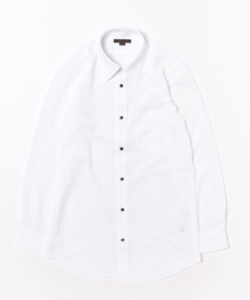 TAKA-Q(タカキュー)の「ワイシャツ メンズ 長袖 ノンアイロン ストレッチ 吸水速乾 レギュラーカラー ビジネス ドレス ニット NEWスタンダードフィット(ビジネスシャツ・メンズ・ホワイト・首回り41cm-裄丈82cm/首回り37cm-裄丈80cm/首回り43cm-裄丈86cm/首回り41cm-裄丈86cm/首回り43cm-裄丈82cm/首回り39cm-裄丈84cm/首回り39cm-裄丈80cm/首回り45cm-裄丈86cm)」の2枚目の写真