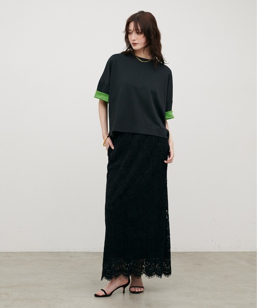 LARUTA(ラルータ)の「【LARUTA】リバークロス配色Tシャツ(Tシャツ/カットソー・レディース・ネイビー/ブラック/ブラウン・MEDIUM)」の8枚目の写真