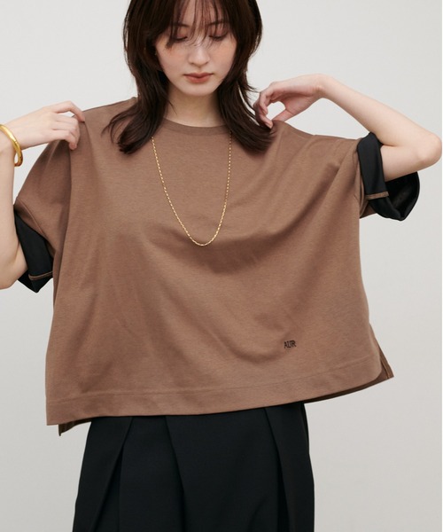 LARUTA(ラルータ)の「【LARUTA】リバークロス配色Tシャツ(Tシャツ/カットソー・レディース・ネイビー/ブラック/ブラウン・MEDIUM)」の11枚目の写真