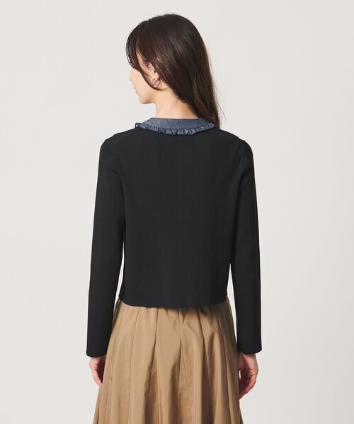 UNITED ARROWS(ユナイテッドアローズ)の「デニムライク フリル カーディガン ‐ウォッシャブル‐(カーディガン/ボレロ・レディース・ブラック/ネイビー・FREE)」の9枚目の写真