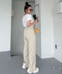 裾スリットタックワイドパンツ