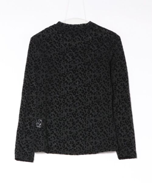 Bling Leads（ブリングリーズ）の「【Bls】 【ZL】【Bling Leads】フロッキーレオパード柄 シアートップス（Tシャツ/カットソー・レディース・ブラック・FREE）」の5枚目の写真