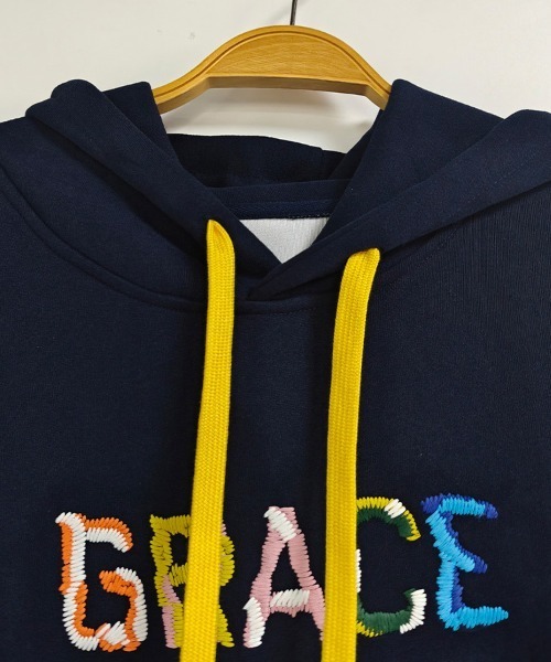 ONEP STAR(ワンピスター)の「カラフルロゴ刺繍配色パーカー(パーカー・レディース・ネイビー/グレー・LARGE/MEDIUM/X-LARGE)」の19枚目の写真