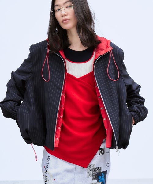 THINGS THAT MATTER(シングス ザット マター)の「BUSTIER LAYERED RIB TOPS / ビスチェレイヤードリブトップス(Tシャツ/カットソー・レディース・レッド/ネイビー・FREE)」の9枚目の写真