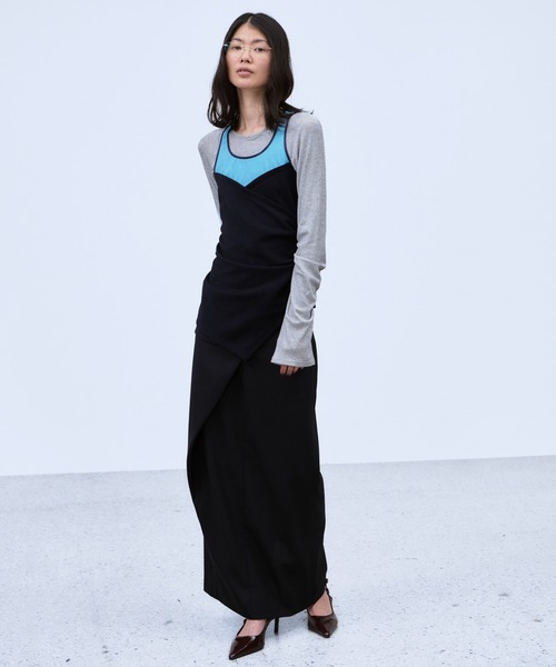 THINGS THAT MATTER(シングス ザット マター)の「BUSTIER LAYERED RIB TOPS / ビスチェレイヤードリブトップス(Tシャツ/カットソー・レディース・レッド/ネイビー・FREE)」の13枚目の写真