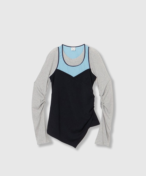 THINGS THAT MATTER(シングス ザット マター)の「BUSTIER LAYERED RIB TOPS / ビスチェレイヤードリブトップス(Tシャツ/カットソー・レディース・レッド/ネイビー・FREE)」の21枚目の写真