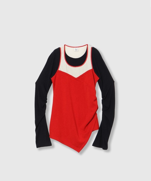 THINGS THAT MATTER(シングス ザット マター)の「BUSTIER LAYERED RIB TOPS / ビスチェレイヤードリブトップス(Tシャツ/カットソー・レディース・レッド/ネイビー・FREE)」の19枚目の写真