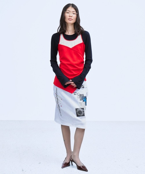 THINGS THAT MATTER(シングス ザット マター)の「BUSTIER LAYERED RIB TOPS / ビスチェレイヤードリブトップス(Tシャツ/カットソー・レディース・レッド/ネイビー・FREE)」の7枚目の写真