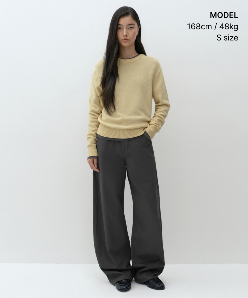 MUSINSA STANDARD WOMAN（ムシンサスタンダードウーマン）の「[ビクトリアウール] レディース クルーネックニット [バター]（ニット/セーター・レディース・その他・SMALL/MEDIUM/LARGE/X-SMALL）」の2枚目の写真