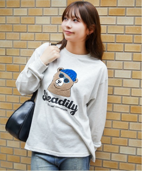 GORGE(ゴージ)の「サガラ刺繍 アニマル長袖Tシャツ|全4色(Tシャツ/カットソー・レディース・ブルー/オートミール/チャコール/オフホワイト・F)」の3枚目の写真