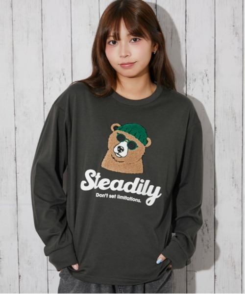 GORGE(ゴージ)の「サガラ刺繍 アニマル長袖Tシャツ|全4色(Tシャツ/カットソー・レディース・ブルー/オートミール/チャコール/オフホワイト・F)」の2枚目の写真