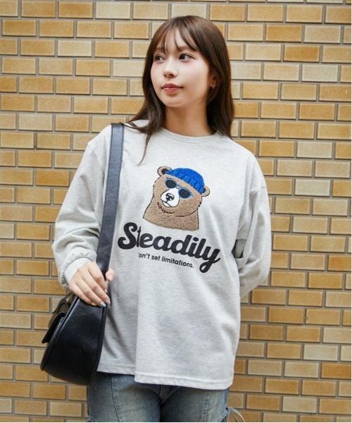 GORGE(ゴージ)の「サガラ刺繍 アニマル長袖Tシャツ|全4色(Tシャツ/カットソー・レディース・ブルー/オートミール/チャコール/オフホワイト・F)」の5枚目の写真